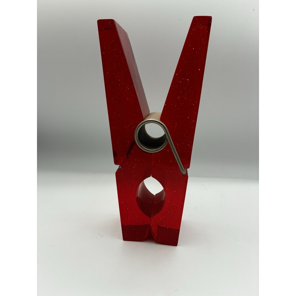 Rwd Lucite Acrylic Giant Clothespin Paper Clip Mid Century Modern MCM Rare 7.75"